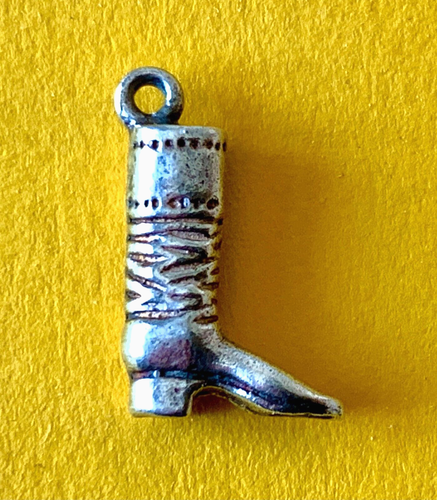 Charme Bottine Victorienne En Argent Sterling 925 - Poids 2,1g, Taille 1,4cm - Vintage