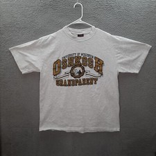 Vintage University Of Wisconsin Oshkosh Shirt Adult Large Gray Single Stitch USA