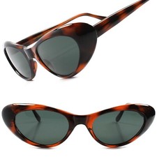 Classic True Vintage Deadstock Rockabilly 70's Brown Womens Cat Eye Sunglasses