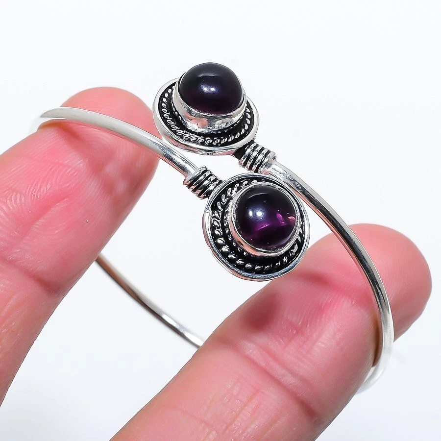 VALENTINO Bracciale regolabile in argento sterling 925 fatto a mano con pietre preziose ametista viola