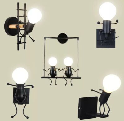 Applique A Parete Attacco E27 Lampada Da Parete Omino Su Scala IP20 - Foto 13