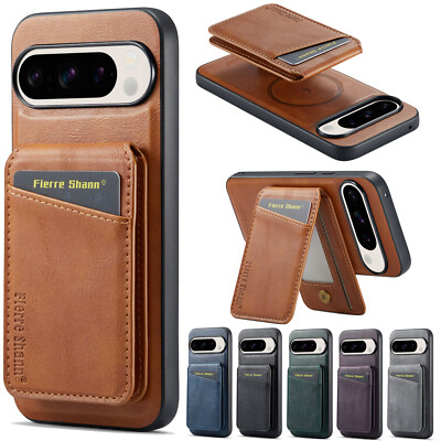 For Google Pixel 7 8 9 Pro XL Magnetic Leather Detachable Wallet Mag Safe Case