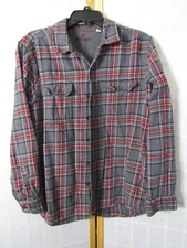Woolrich 100% Cotton Gray Plaid Collar Button Front Long Sleeve Shirt Men Size L