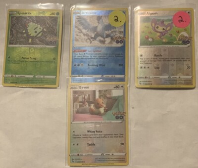 Pokémon go Four card reverse Holo Lot Eevee Articuno