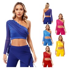 Womens Cardigan Performance Crop Top Tango Belly Dance Samba Costume Cropped