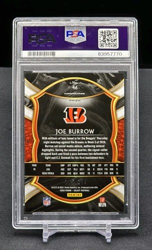 JOE BURROW 2020 PANINI Select Tri-Color Prizm Rookie RC SN# 195/199 PSA 9 - Foto 2 di 4