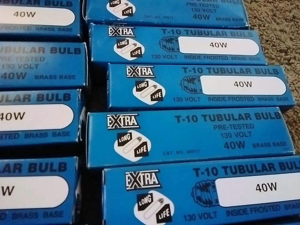 Bombilla Tubular Extra T-10 40w 130 Voltios 15 Lote Nueva Base Latón Foto 2 de 3