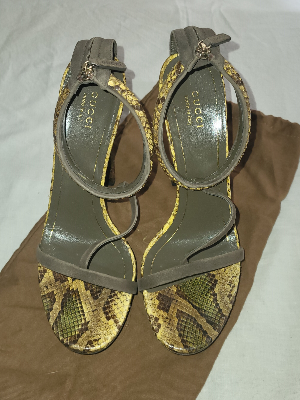 GUCCI ~  real PYTHON snakeskin open toe sandals ~… - image 5