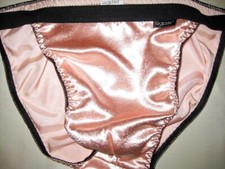 Vintage SATIN Shiny Men's Peach Double Crushed Satin Briefs