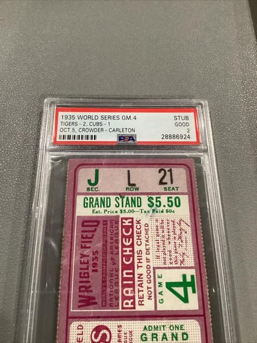 Boleto Juego 4 Serie Mundial 1935 PSA GD 2 Detroit Tigers Chicago Cubs - Imagen 4 de 8
