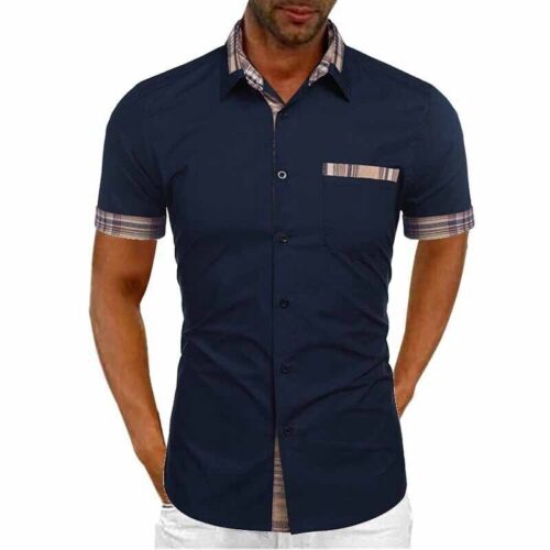 Buttons T-shirt Summer Short Sleeve Casual Pocket Mens Shirts Tops Loose Blouse - Picture 2 of 20