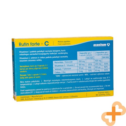 RUTIN FORTE Function of Blood Vessels Immune System Supplement 30 Capsules - Picture 20 of 24