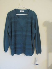New Women's Alfred Dunner Blue Cardigan Style Sweater Dual Layer Plus Size 3X