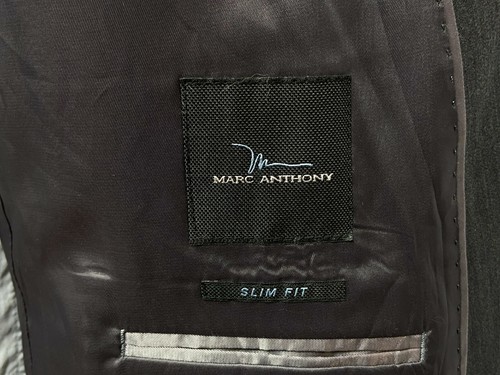 MARC ANTHONY Slim Fit Men's Gray Wool Blend Sport Coat Blazer 44R - Picture 7 of 8