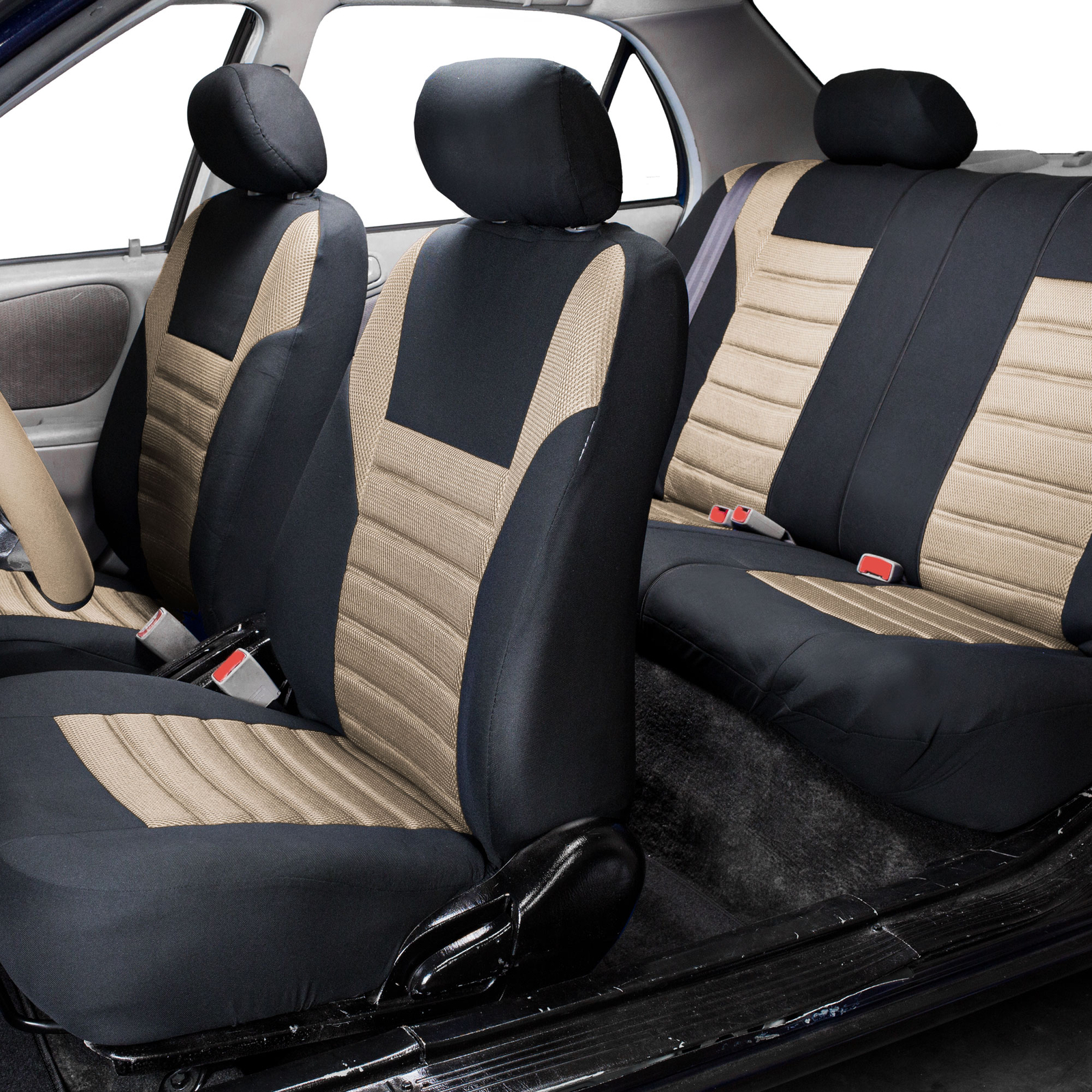 Air Mesh Car Seat Covers For Auto Car SUV Van With 2 Head Rest Covers Beige