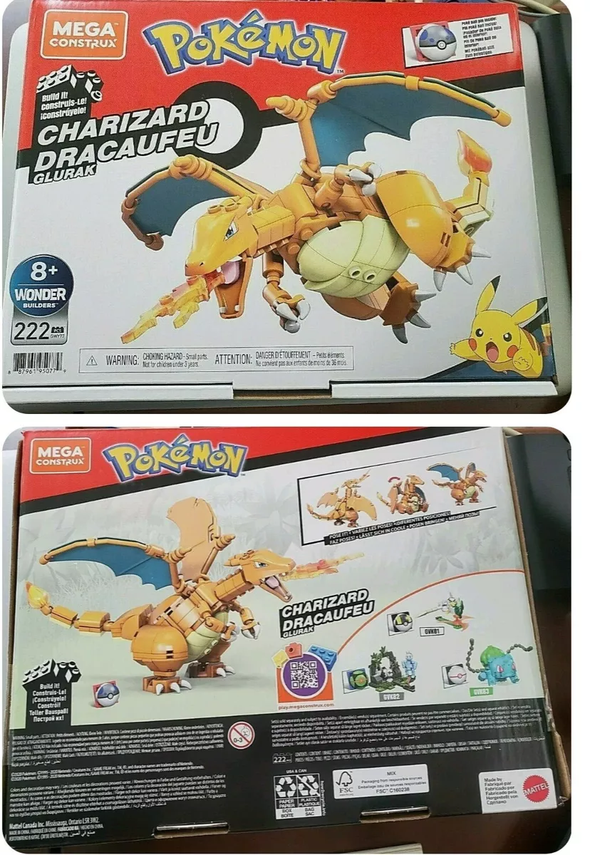 MEGA Pokemon Building Toy Kit Charizard (222 Pieces) with 1 Action Figure  for Kids 