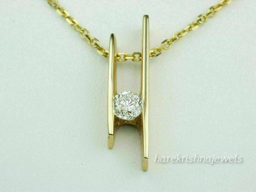 Round Cut 1.10CT Lab-Created Diamond Unique Pendant 14K Yellow Gold Finish - Picture 3 of 5