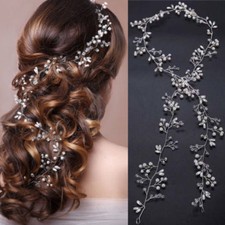 Pearls Wedding Hair Vine Crystal Bridal Accessories Diamante Flower Headpiece 