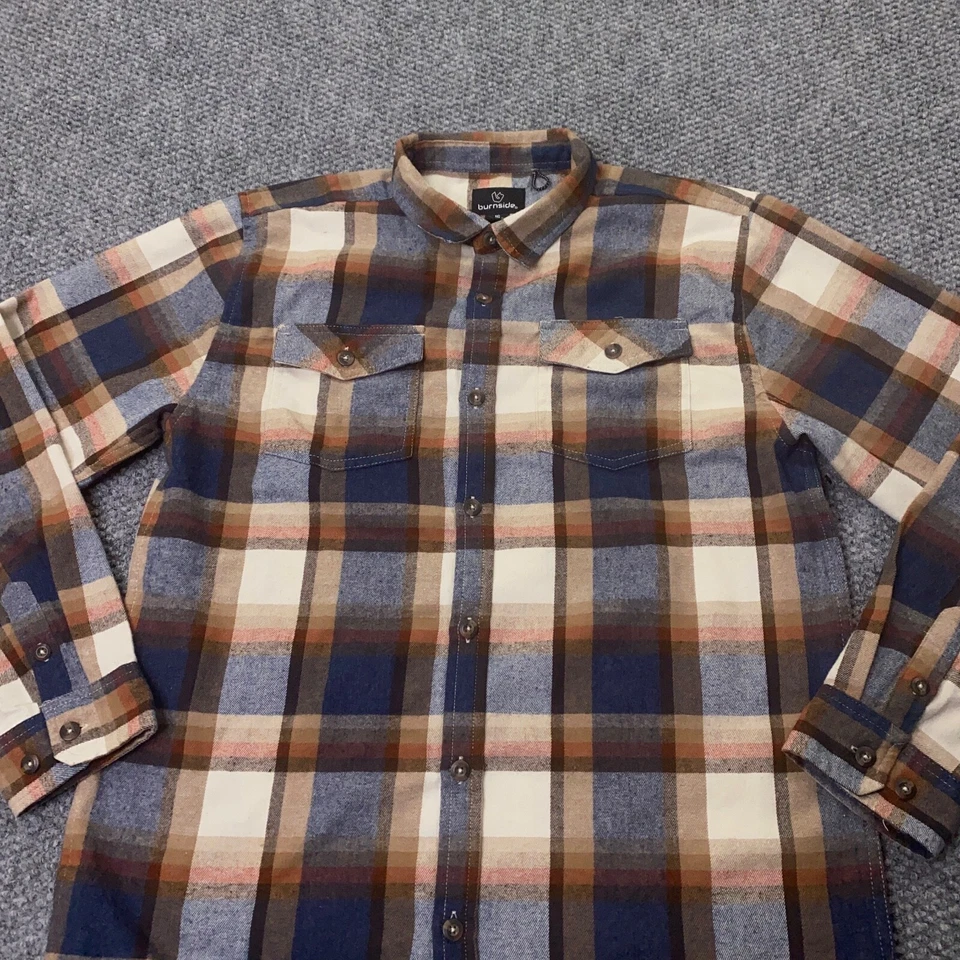 Camisa Burnside para niños talla 16 marrón oscuro franela a cuadros manga larga Foto 2 de 4