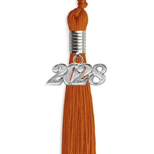 Borla naranja graduación Endea con gota de fecha plateada - Imagen 10 de 21