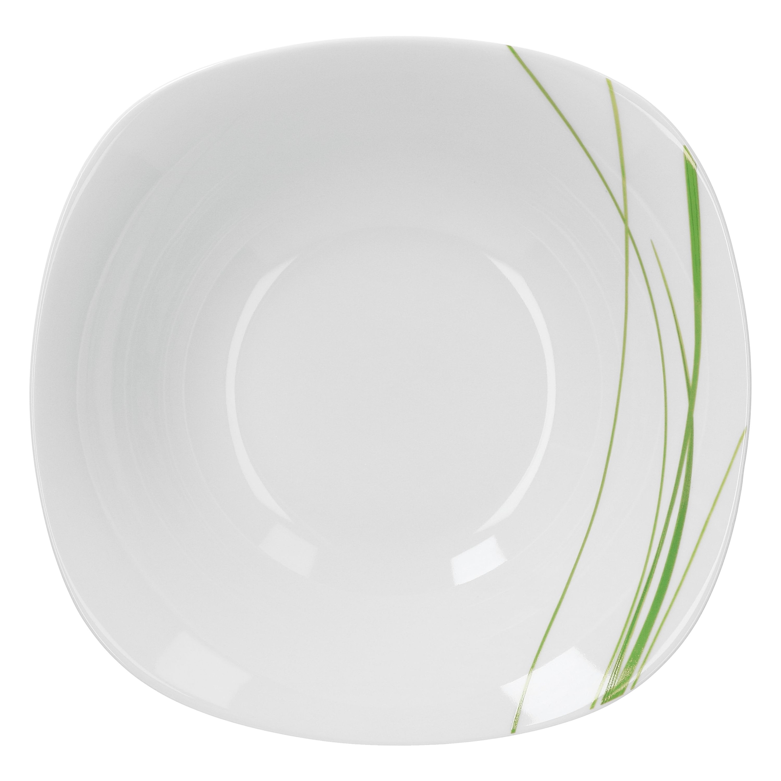 Servierschale 23cm Bali für Brunch & Buffet weiß Schilf grün Porzellangeschirr