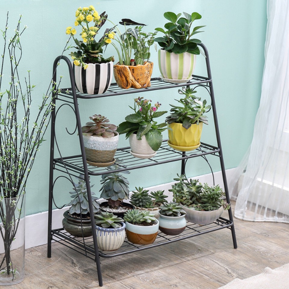 Metal Shoe Storage Shelf 3 Tier Step Rack Plant Stand Flowers Pots ...