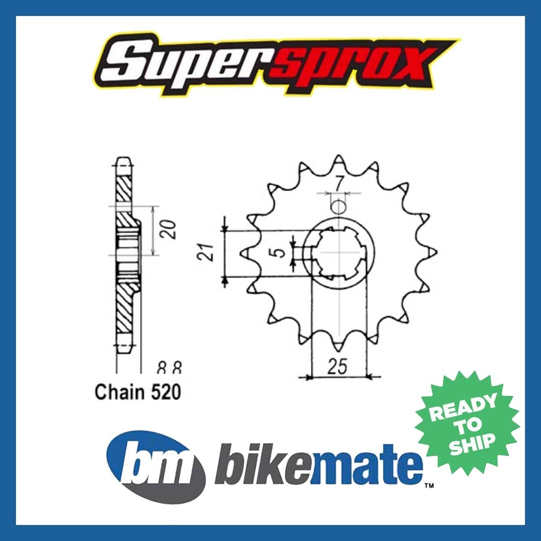 Kawasaki KLX300 Front Sprocket 520 Pitch - 13T, 14T, 15T Or 16T Teeth 2020-2025 12 thumbnail image