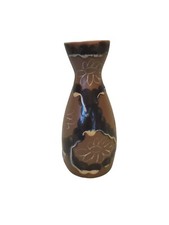 Brown scetched Black white flower Bud Vase Beautiful Detailed Flowers  ceramic 