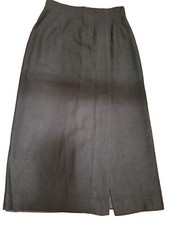 Vintage Cappagallo 100 Pure Wool Black Midi Skirt, Size 10