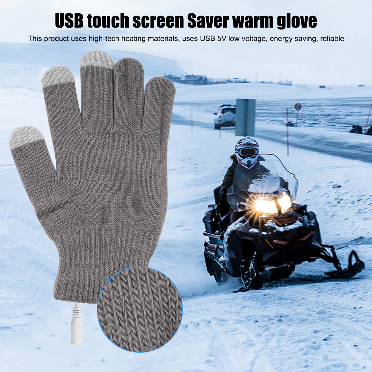 Electric Heated Gloves USB Rechargeable Warm Thermal Gloves Screen