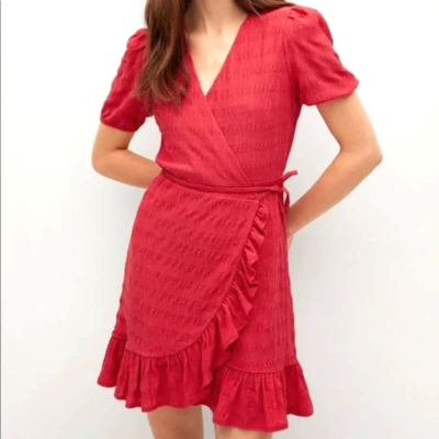open lace back dress Adrina Ruffle Mini Dress