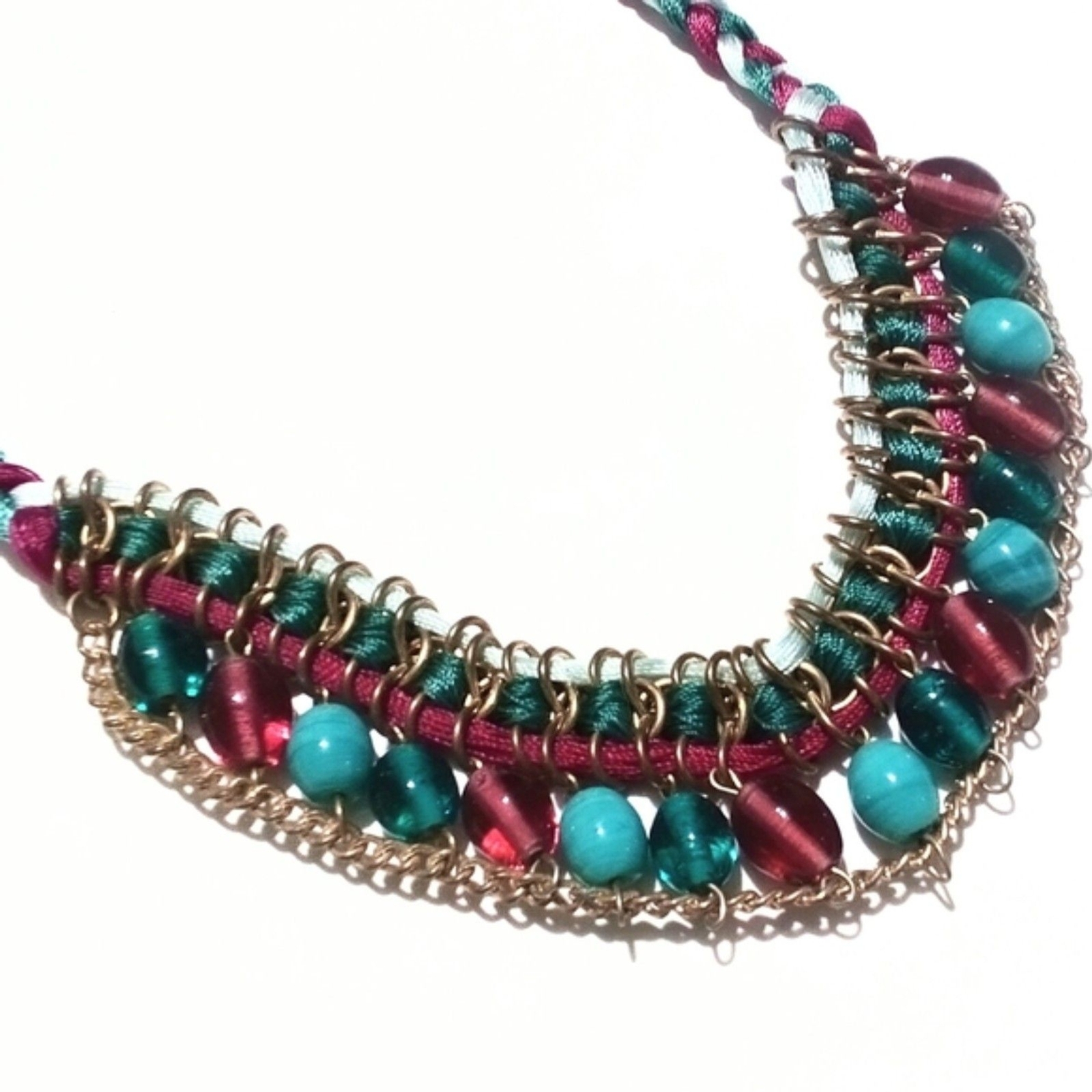 Boho Inspired Multi Colored Beaded Statement Neck… - image 3