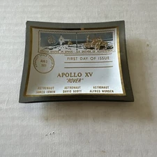 Glass Trinket Dish Apollo XV Rover 1st Day Issue Astronauts Irwin Scott Worden