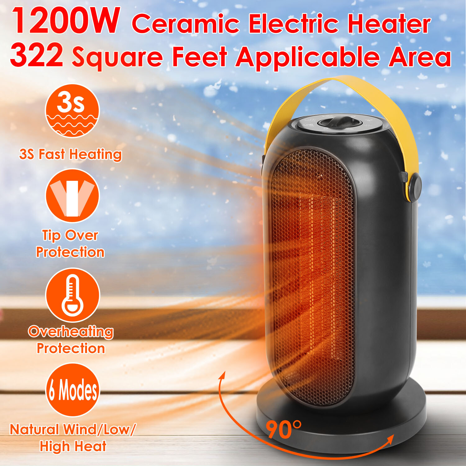 Electric Fan Heater Winter Portable Heater PTC Ceramic Heater Over Protection US-image