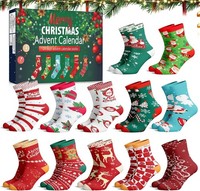 12 Paar Weihnachtssocken Adventskalender 2025, Weihnachtssocken, Countdown Calen