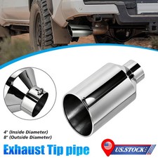 4 Inch Inlet 8 Outlet Exhaust Tip Pipe 15 Length Stainless Steel Universal Up