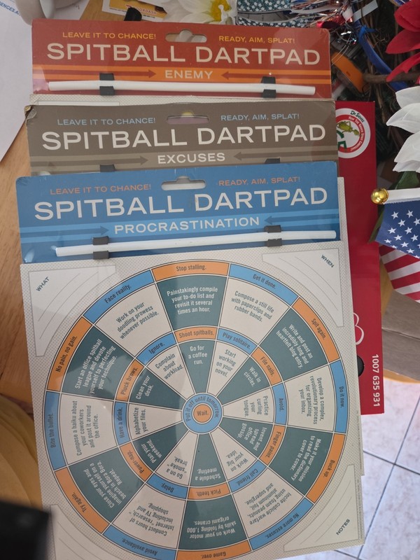 BNIP Set Of 3 Spitball Dartboards - Procrastination, Excuses, & Enemy