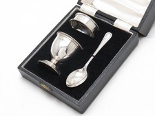 STERLING SILVER EGG CUP , SPOON & NAPKIN RING -BIRM 1973 CASED - NO ENGRAVING