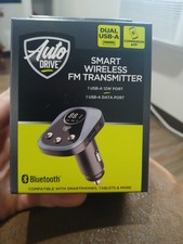 Auto Drive Bluetooth FM Transmitter, Dual USB Charging, AUX Input, Black