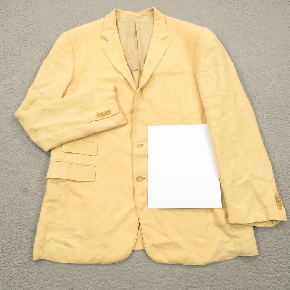 Ralph Lauren 紫色标签西装外套 44L 100% 亚麻米色夹克 意大利制造 奶油色 — 第 2/4 张图片