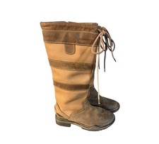 TuffRider Women's Tall Leather Boots 6 Striped Brown Tan