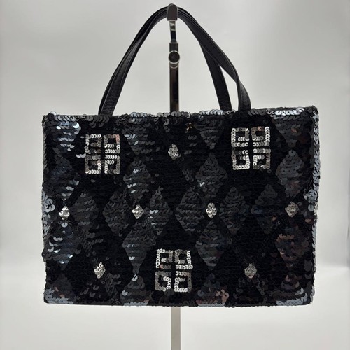 Givenchy Sequin Black Leather Handbag, Authentic, Excellent Condition Japan - 第 2/8 張圖片