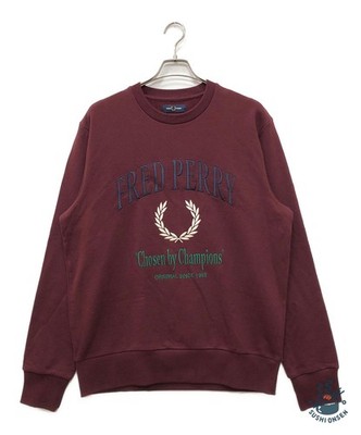 FRED PERRY Embroidered Champion Sweatshirt Size: L Bordeaux Men M9891