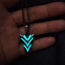 Glow-in-the-Dark Arrowhead Pendant Necklace | Luminous Tribal Blade Necklace