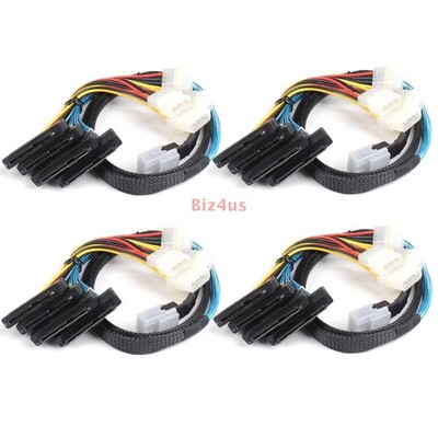 4PCS Mini SAS SFF-8087 to 4 x SFF-8482 w/ IDE Internal Breakout Power Cable 1M