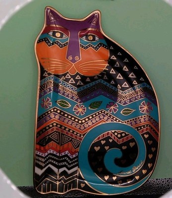 Laurel Burch Cat Trinket Tray Tapestry Tabbies Doulton Franklin Mint Bone China