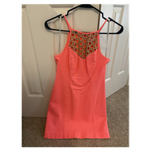 Lilly Pulitzer Pink Mesh Embroidered Dress Size 00