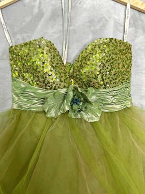 Sherri Hill Dress Womens 0 Green Pink Sequin Tulle Strapless Mini Fairycore  Prom | eBay