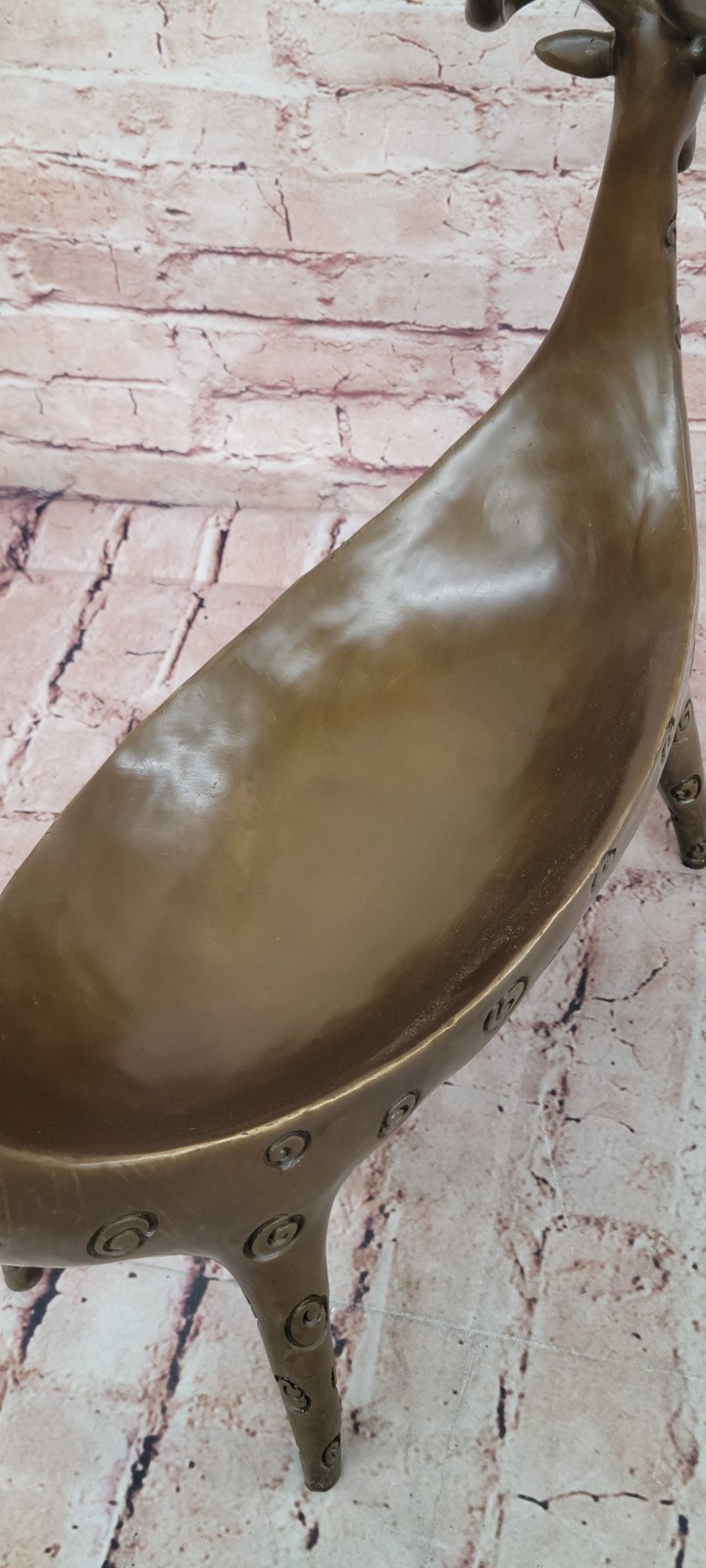 Art Deco Nouveau Fruit Bowl Cand Dish Holder Solid Bronze Sculpture Figurine