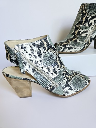 Paul Green Cayanne Peep Toe Snakeskin Sandals Ankle Heel Boots 10 US - 7.5 UK - Picture 2 of 10